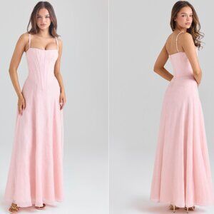 HOUSE OF CB 'Esme' Blush Pink Lurex Chiffon Maxi Dress